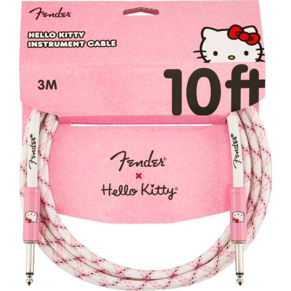 Fender x Hello Kitty White/Pink Woven Instrument Cable, 10 Foot
