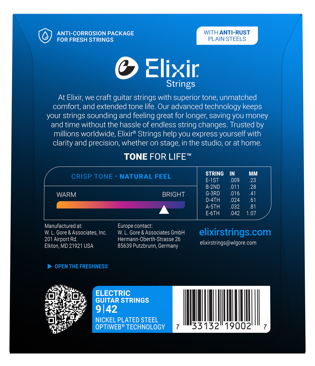 Elixir Optiweb Coated Nickel-Plated Steel Electric Guitar Strings - Super Light (.009-.042)