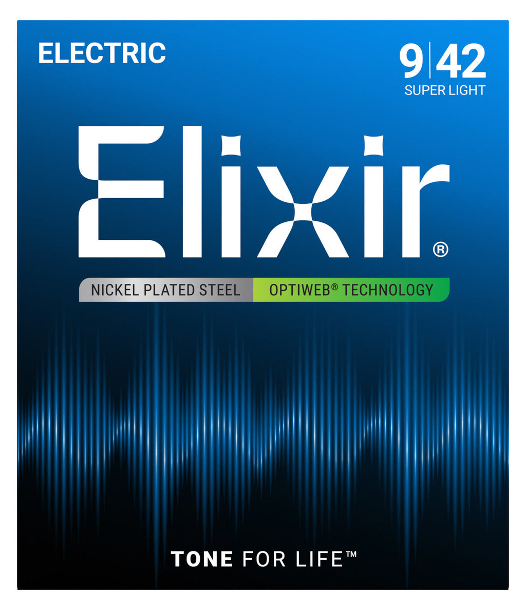 Elixir Optiweb Coated Nickel-Plated Steel Electric Guitar Strings - Super Light (.009-.042)