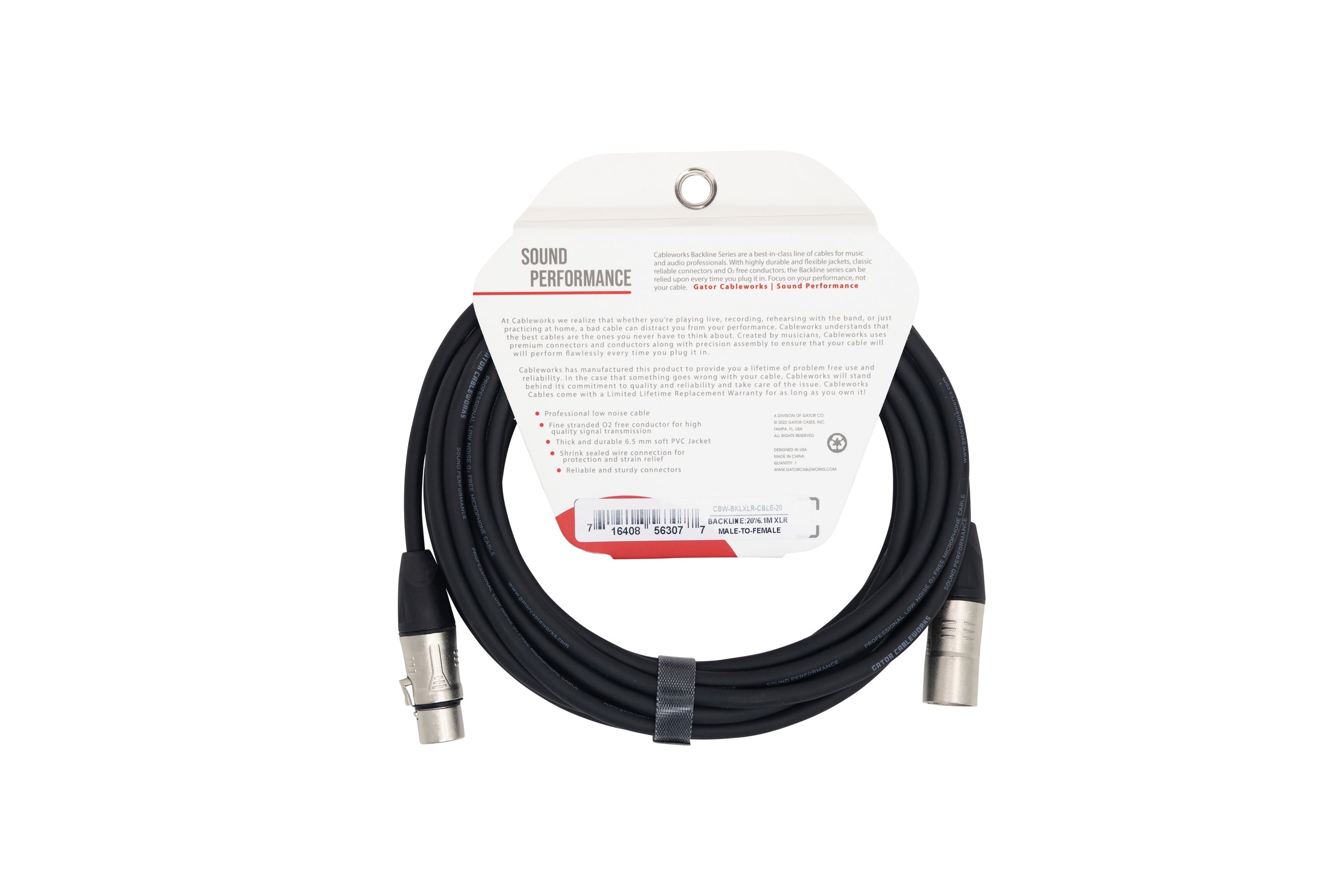 Gator Cableworks Backline Series 20' XLR Microphone Cable