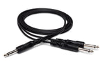Hosa CYP-105 Y Cable, 1/4 inch TS to Dual 1/4 inch TS (5 ft)