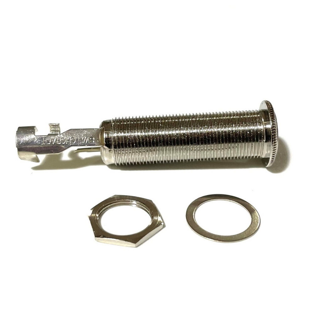 Allparts Switchcraft Stereo Long-Threaded Barrel Jack, Nickel