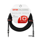 Gator Cableworks Backline Series 10' Braided Straight-to-Right Angle Instrument Cable (Black/Black)