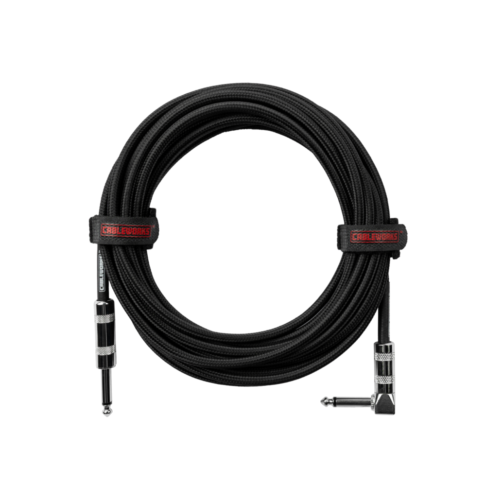 Gator Cableworks Backline Series 10' Braided Straight-to-Right Angle Instrument Cable (Black/Black)