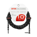 Gator Cableworks Backline Series 10' Braided Straight-to-Right Angle Instrument Cable (Black/Gray)