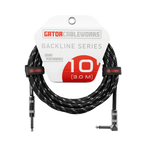 Gator Cableworks Backline Series 10' Braided Straight-to-Right Angle Instrument Cable (Black/Gray)