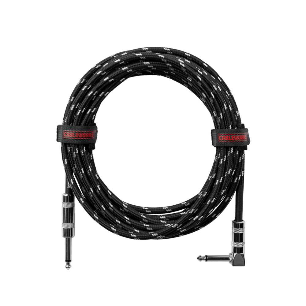 Gator Cableworks Backline Series 10' Braided Straight-to-Right Angle Instrument Cable (Black/Gray)