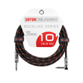 Gator Cableworks Backline Series 10' Braided Straight-to-Right Angle Instrument Cable (Black/Red)