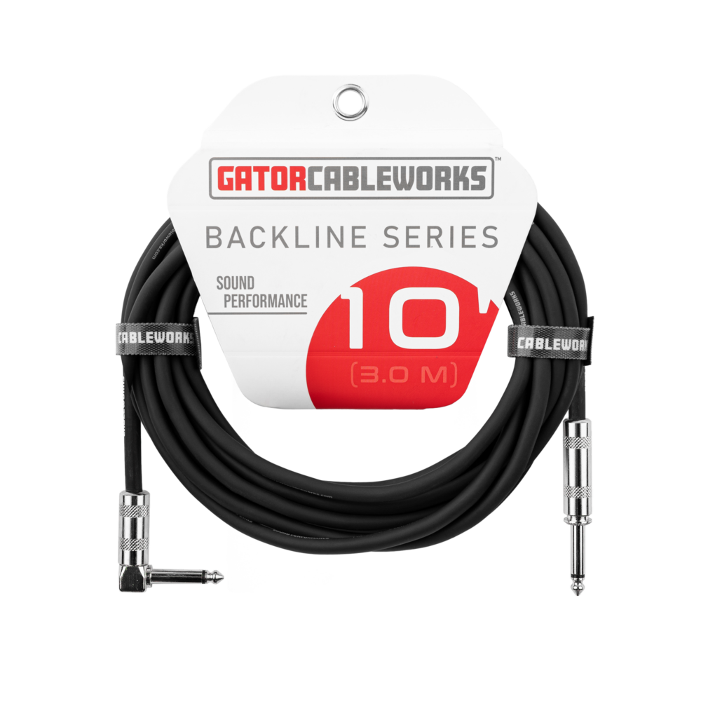 Gator Cableworks Backline Series 10' Straight-to-Right Angle Instrument Cable