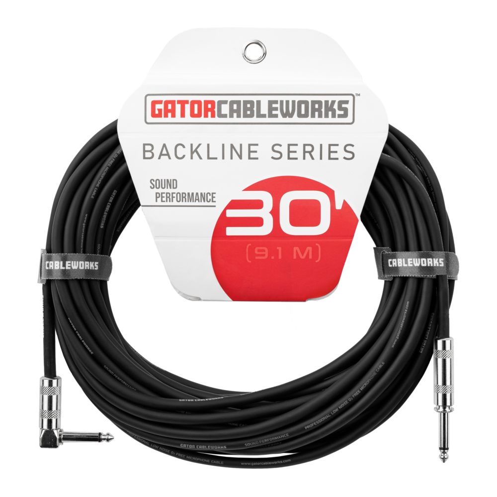 Gator Cableworks Backline Series 30' Straight-to-Right Angle Instrument Cable