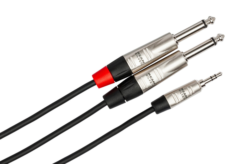 Hosa HMP-006Y Pro Stereo Breakout Cable, REAN 3.5 mm TRS to Dual 1/4 inch TS (6 ft)