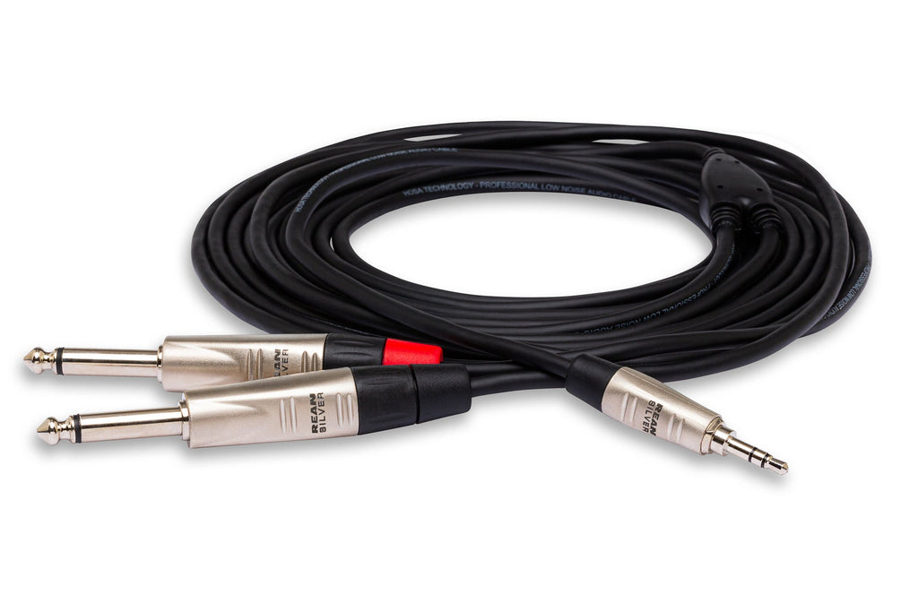 Hosa HMP-006Y Pro Stereo Breakout Cable, REAN 3.5 mm TRS to Dual 1/4 inch TS (6 ft)