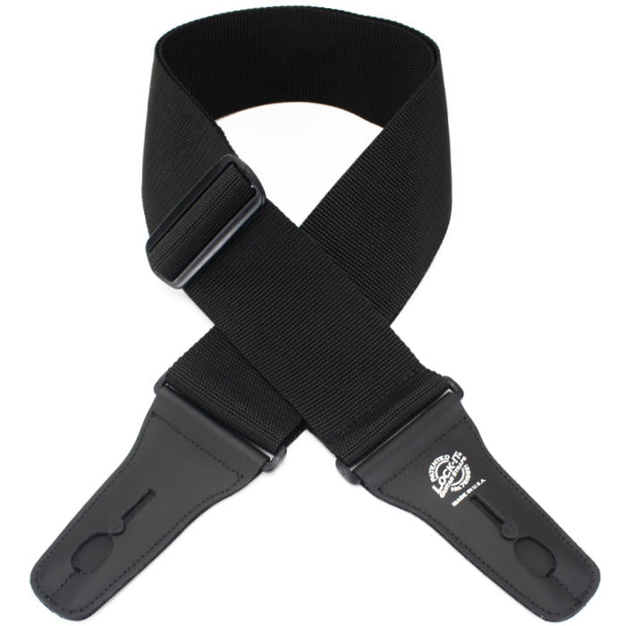 Lock-It Straps Poly Pro 3-Inch Locking Guitar Strap, Black