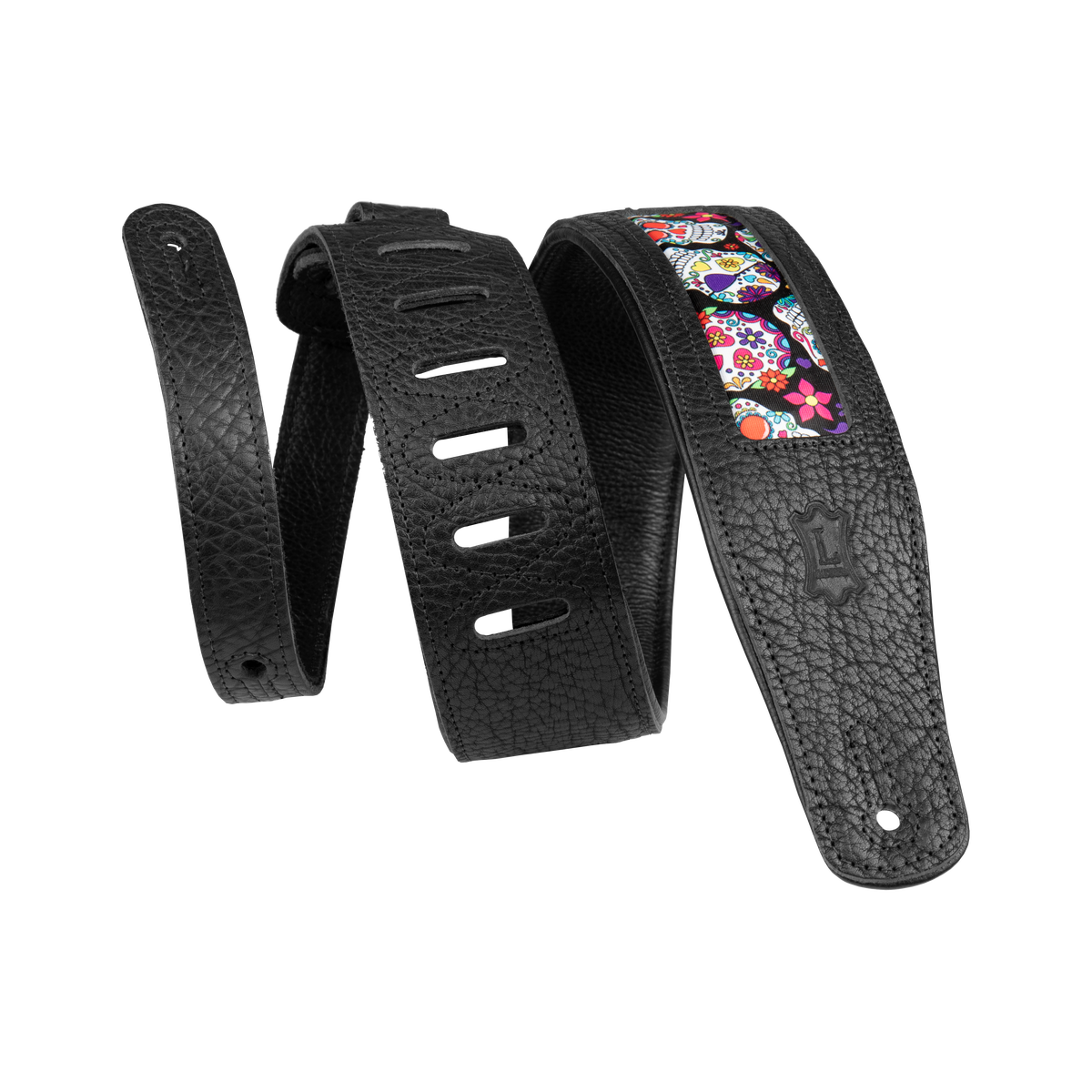 Levy's Calaca Leather Series M26CAL-002 Leather Guitar Strap - Colorful Eyes