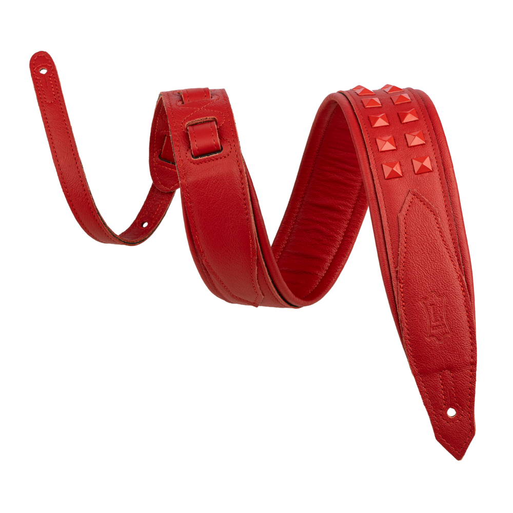 Levy's Rebel Leathers Series M81GRPDX Padded Leather Guitar Strap - Red