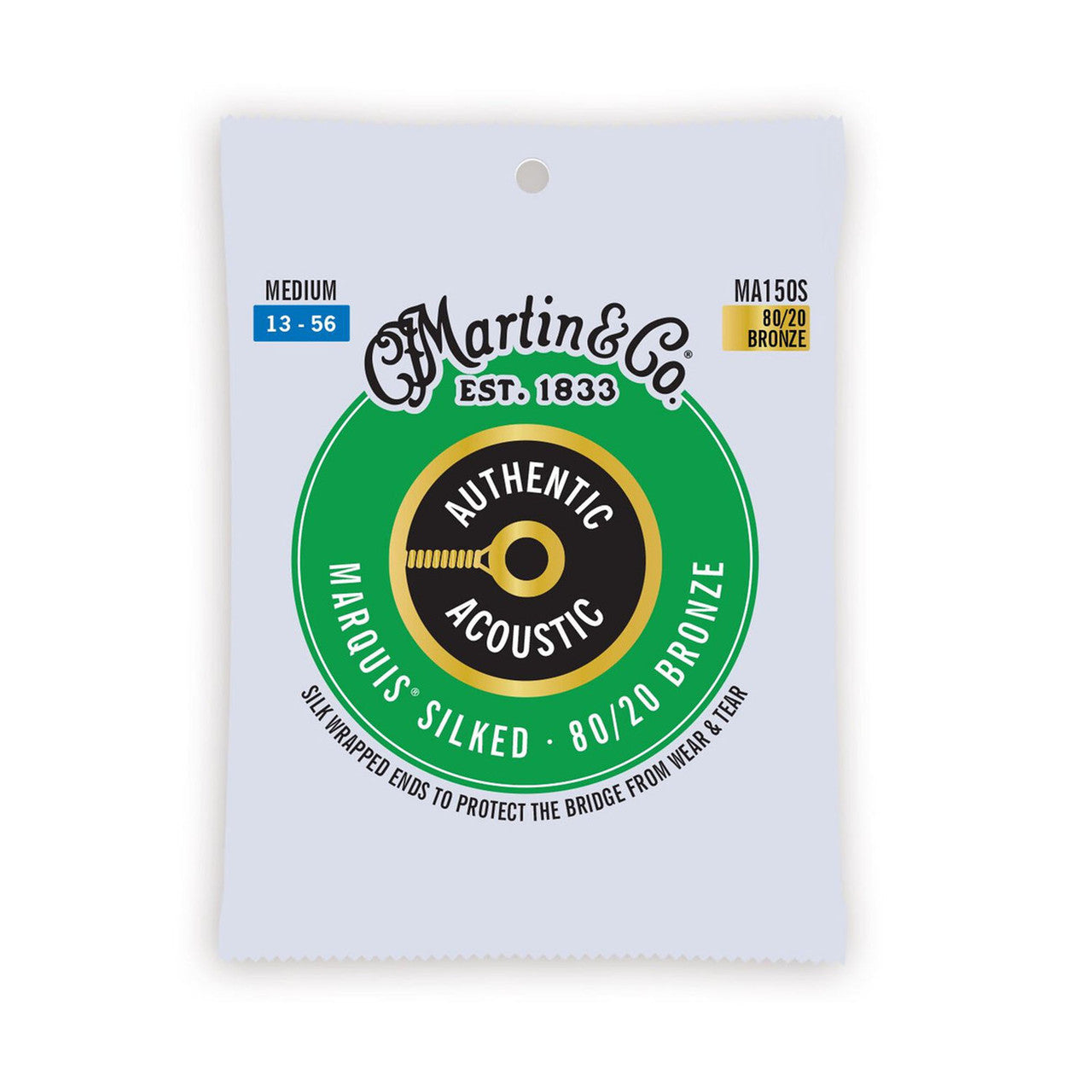 Martin MA150S Authentic Acoustic Marquis Silked 80/20 Bronze Acoustic Guitar Strings - Medium (.013-.056)