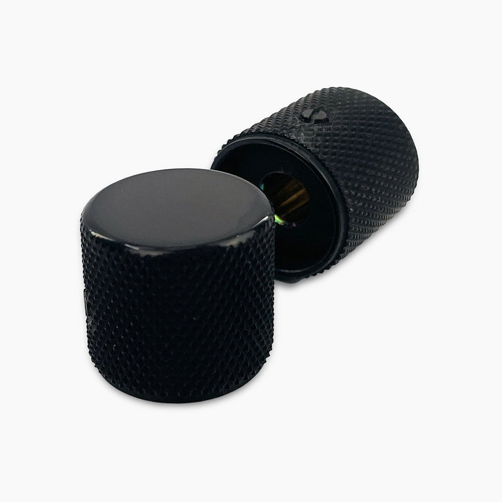 Allparts Metal Barrel Knobs, Black (Set of 2)