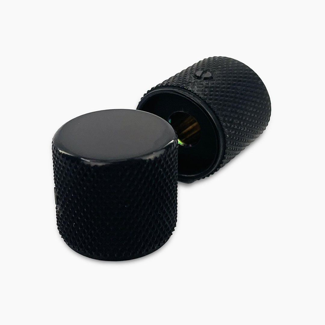 Allparts Metal Barrel Knobs, Black (Set of 2)