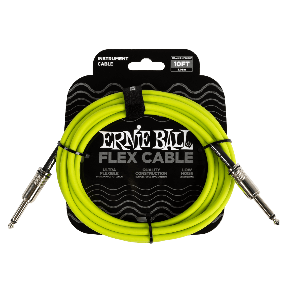 Ernie Ball Flex Instrument Cable Straight/Straight 10ft Green