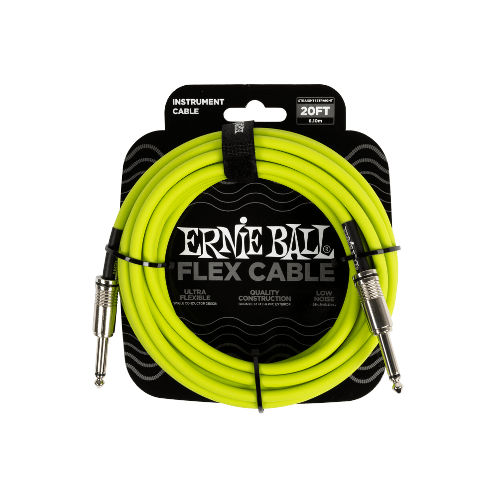 Ernie Ball Flex Instrument Cable Straight/Straight 20ft Green