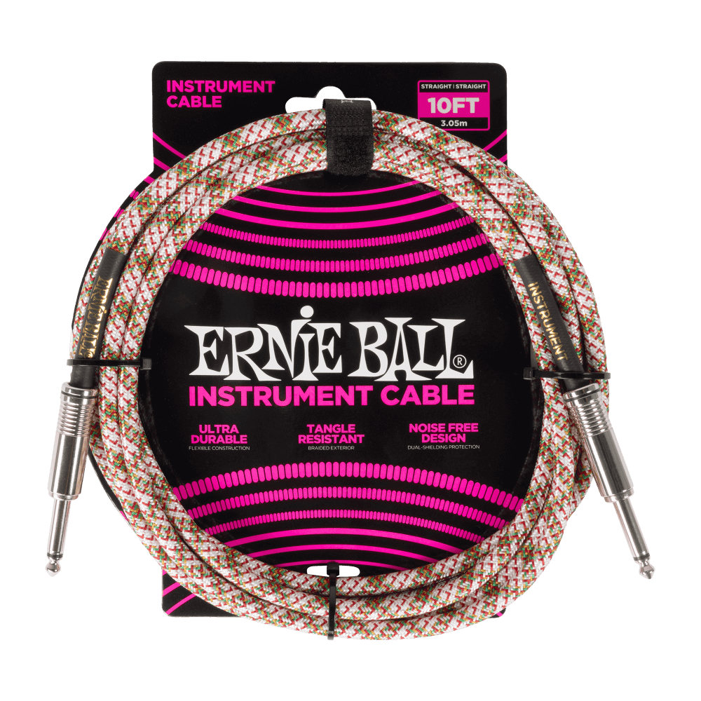 Ernie Ball Braided Instrument Cable Straight/Straight 10ft Emerald Argyle