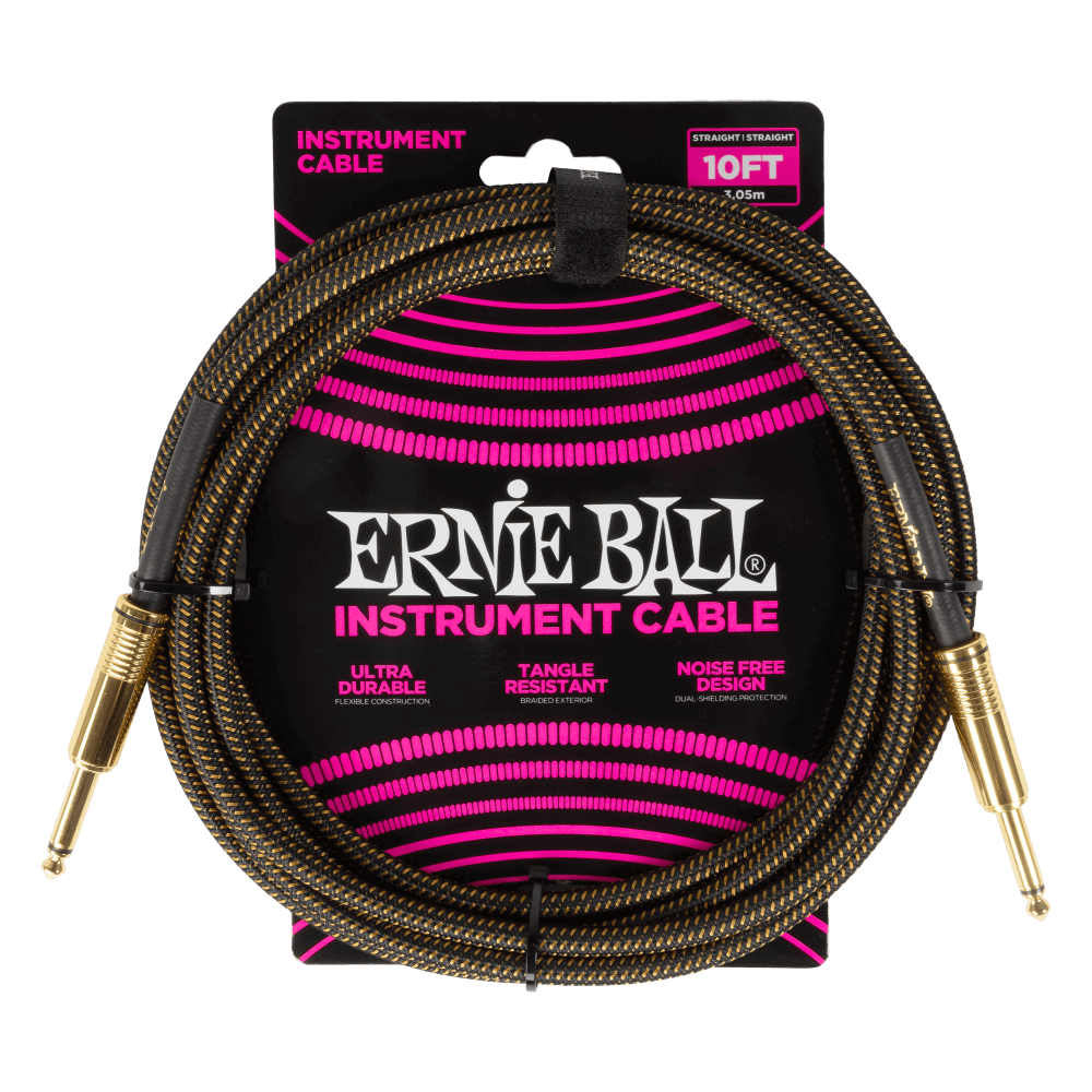 Ernie Ball Braided Instrument Cable Straight/Straight 10ft Pay Dirt