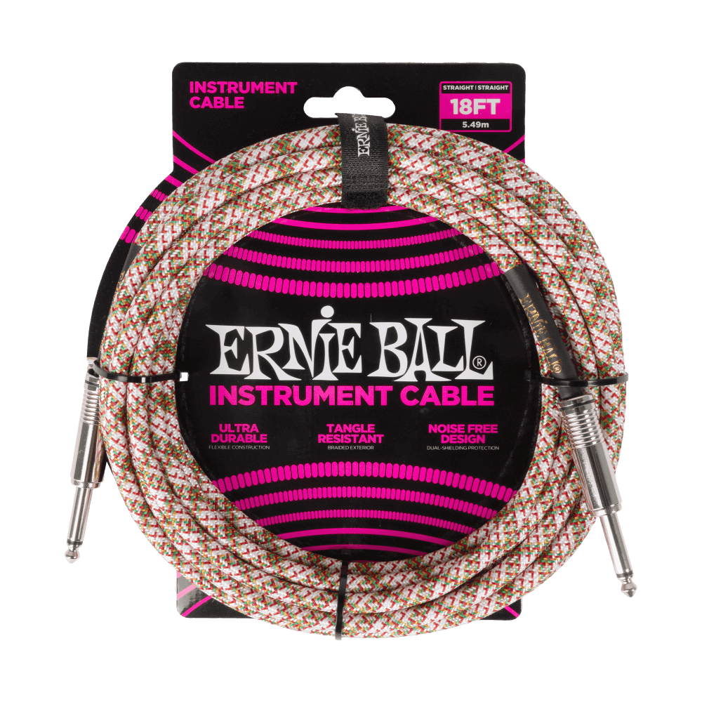 Ernie Ball Braided Instrument Cable Straight/Straight 18ft Emerald Argyle
