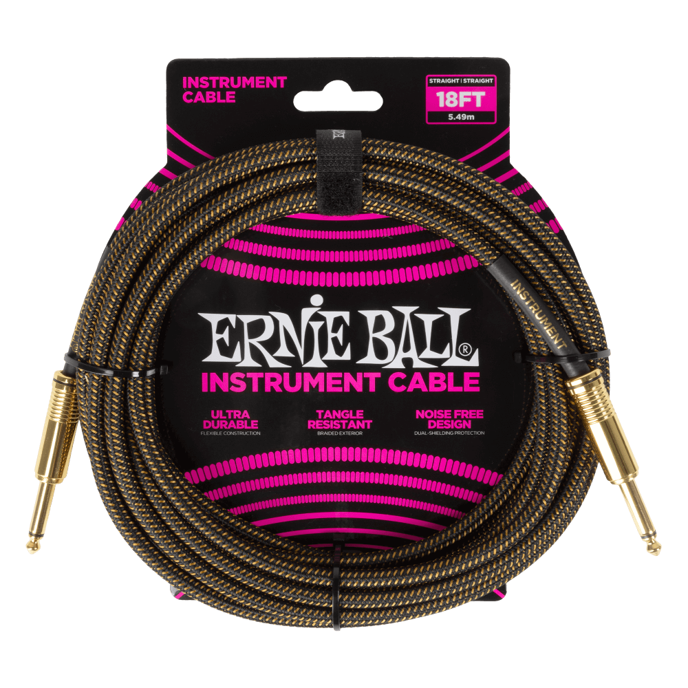 Ernie Ball Braided Instrument Cable Straight/Straight 18ft Pay Dirt
