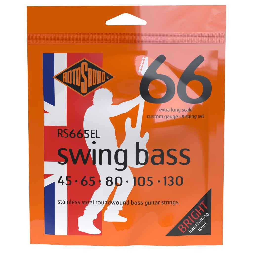 Rotosound RS665EL Swing Bass 66 Stainless Steel 5-String Bass Strings (Extra Long Scale)