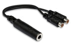 Hosa YRA-115 Y-Cable (1/4 in TS Female to Dual RCA Female)