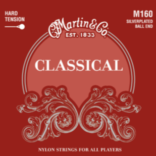 Martin M160 Silverplated Ball-End Classical Guitar Strings, Hard Tension