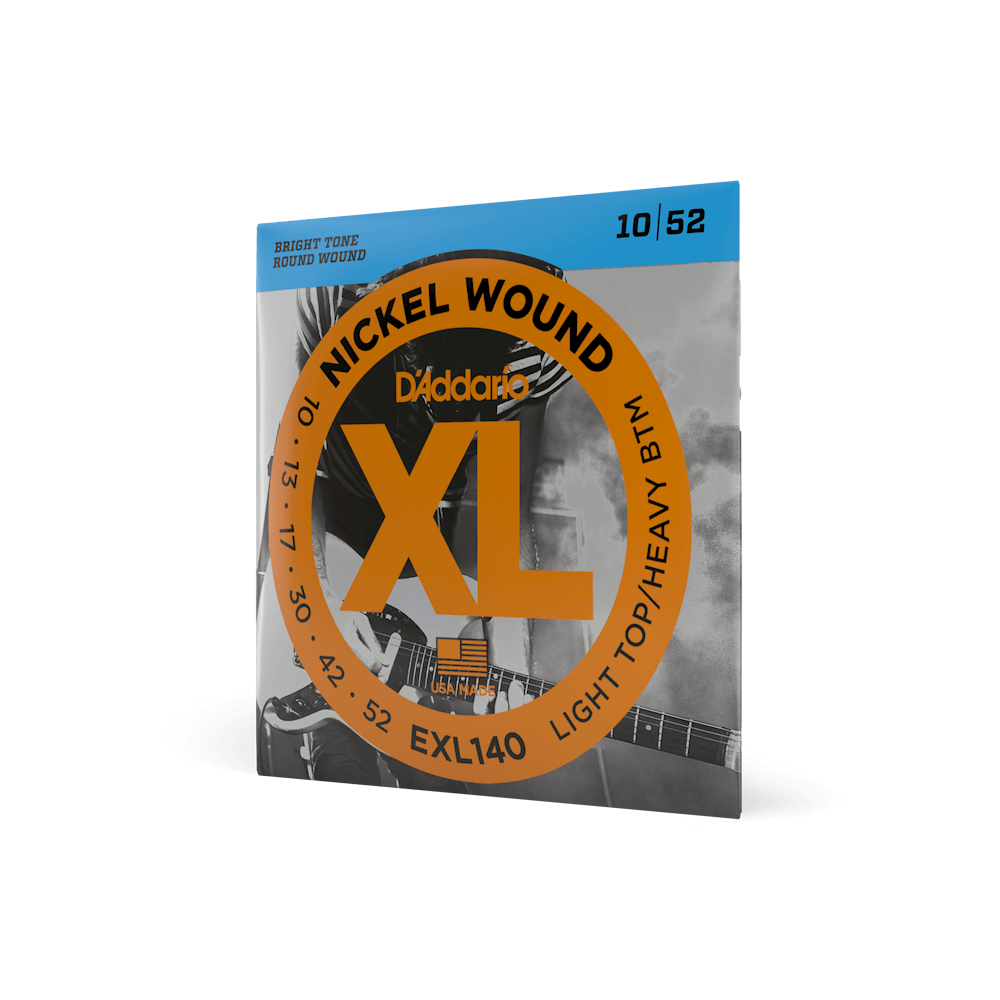 D'Addario XL Nickel Wound Electric Guitar Strings, Light Top/Heavy Bottom 10-52 (EXL140)