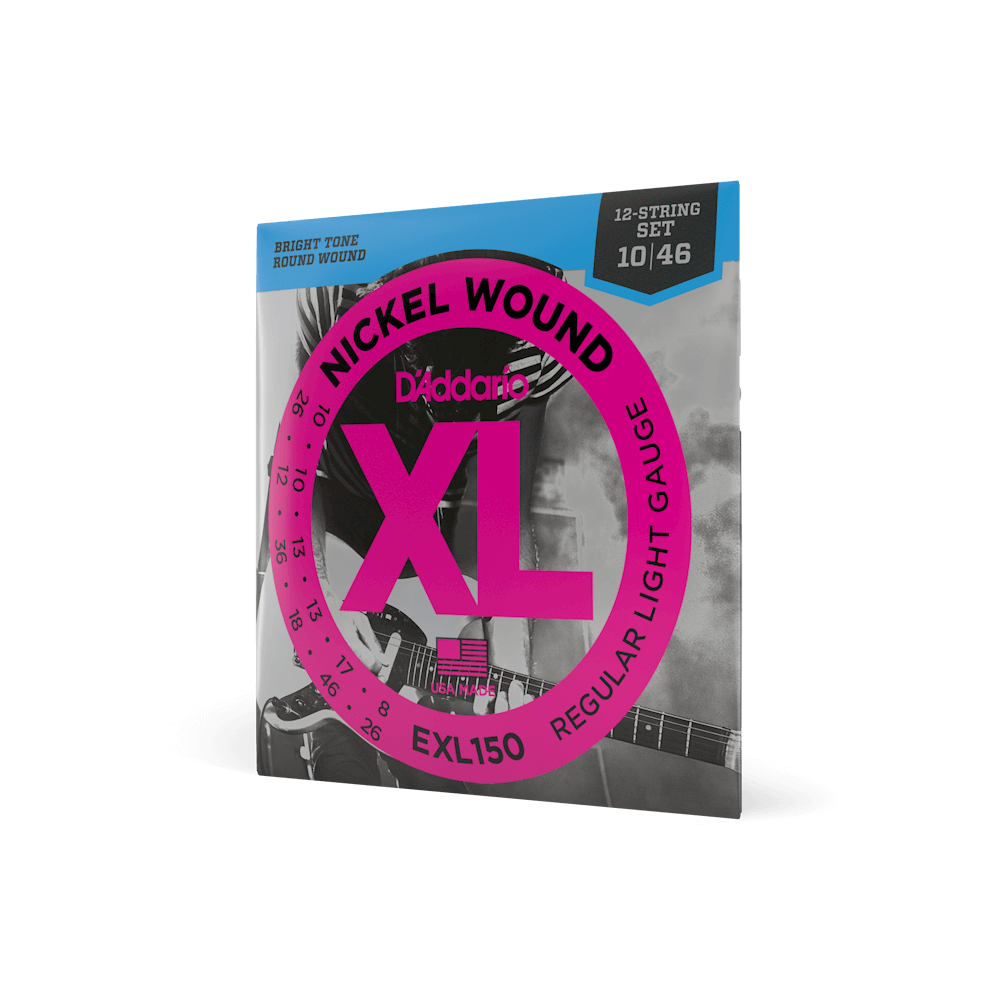 D'Addario XL Nickel Wound 12-String Electric Guitar Strings, Regular Light 10-46 (EXL150)