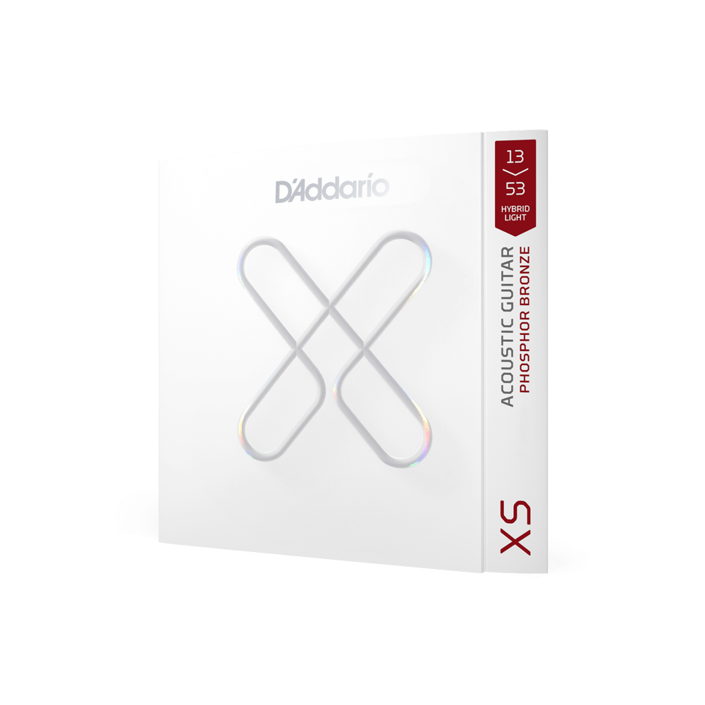 D'Addario XS Phosphor Bronze Coated Acoustic Guitar Strings, Hybrid Light 13-53 (XSAPB1353)