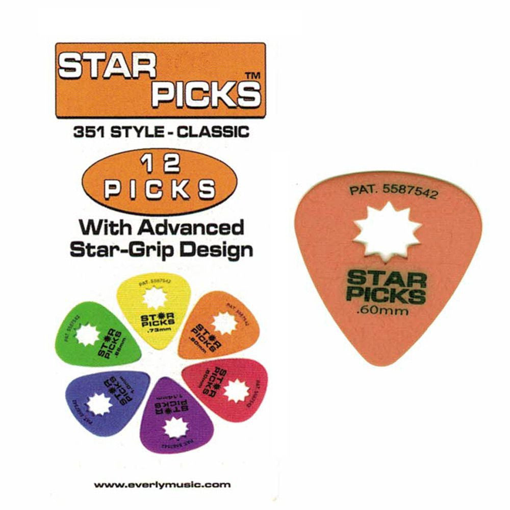Everly Star Picks .60mm Guitar Picks (12-Pack)
