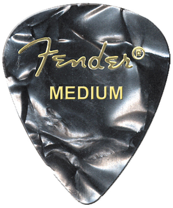 Fender 351 Shape Premium Celluloid Picks, Black Moto, Medium (12-Pack)