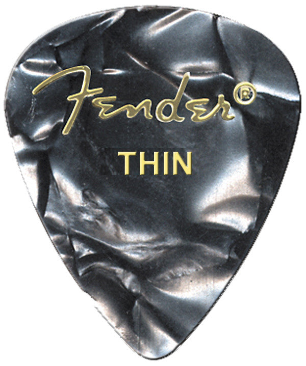 Fender 351 Shape Premium Celluloid Picks, Black Moto, Thin (12-Pack)