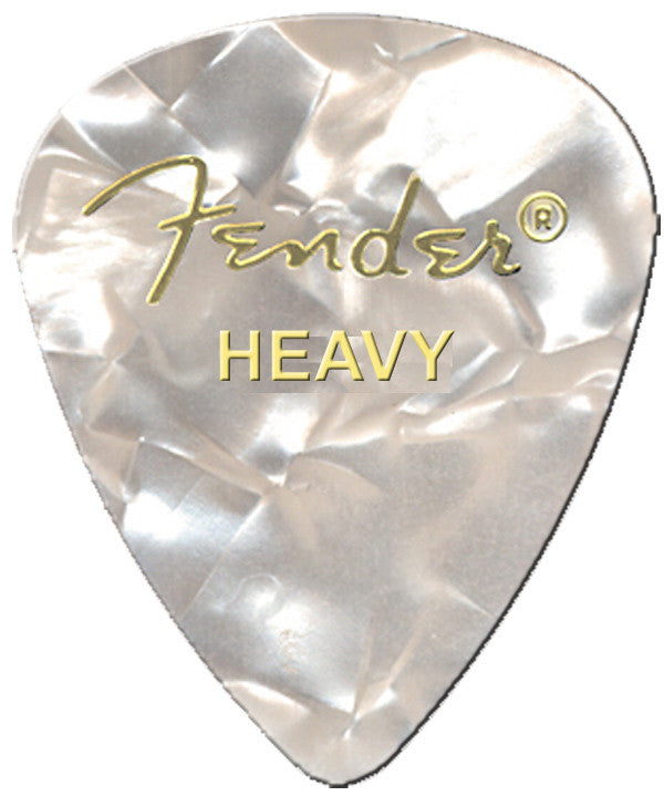 Fender 351 Shape Premium Celluloid Picks, White Moto, Heavy (12-Pack)