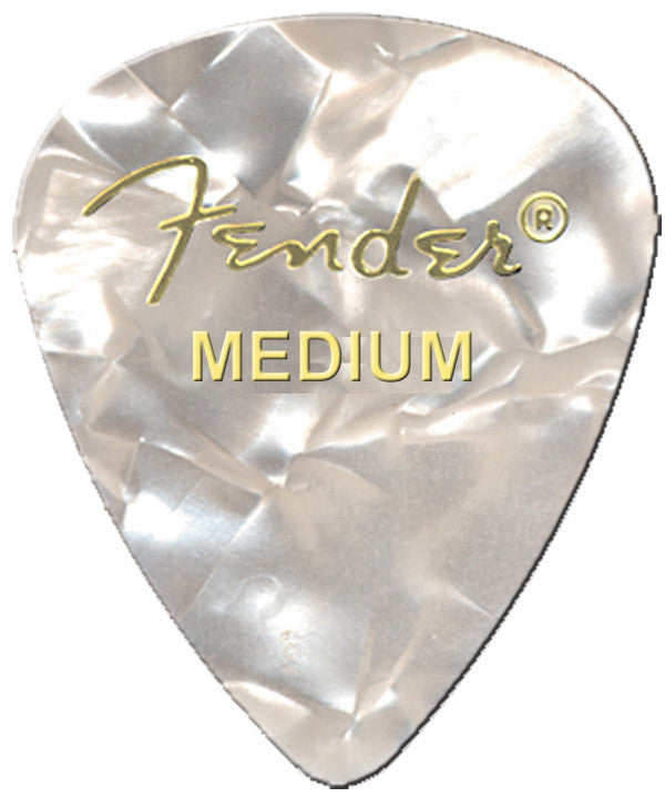 Fender 351 Shape Premium Celluloid Picks, White Moto, Medium (12-Pack)