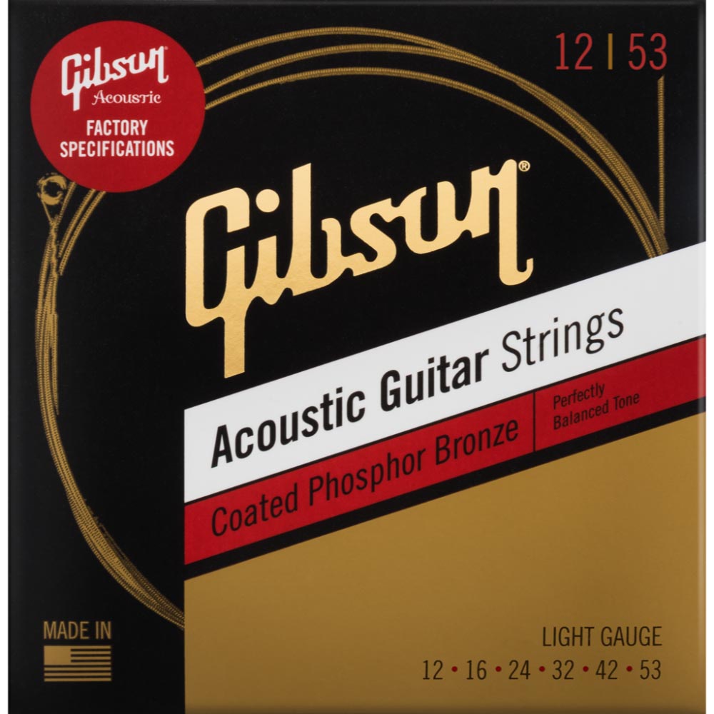 Gibson Coated Phosphor Bronze Acoustic Guitar Strings (Light 12-53)