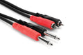 Hosa CPR-202 Stereo Interconnect Cable, Dual 1/4 in TS to Dual RCA, 2 m