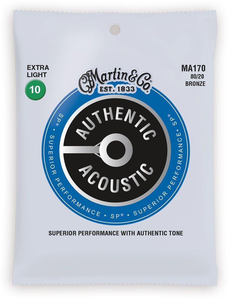 Martin MA170 Authentic Acoustic SP 80/20 Bronze Acoustic Guitar Strings - Extra Light (.010-.047)