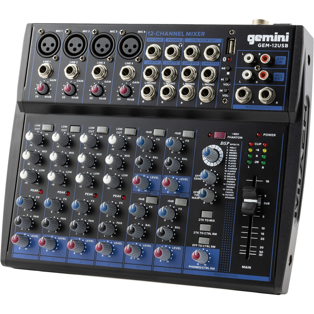 Gemini GEM-12USB 12-Channel Bluetooth USB Mixer