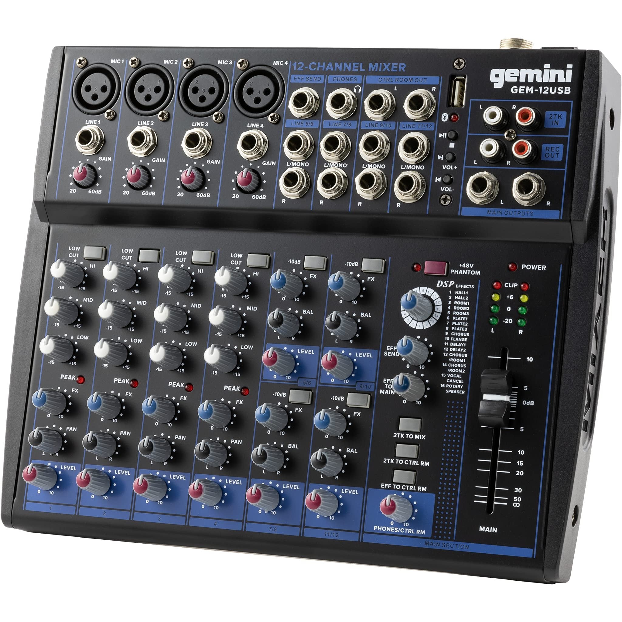 Gemini GEM-12USB 12-Channel Bluetooth USB Mixer