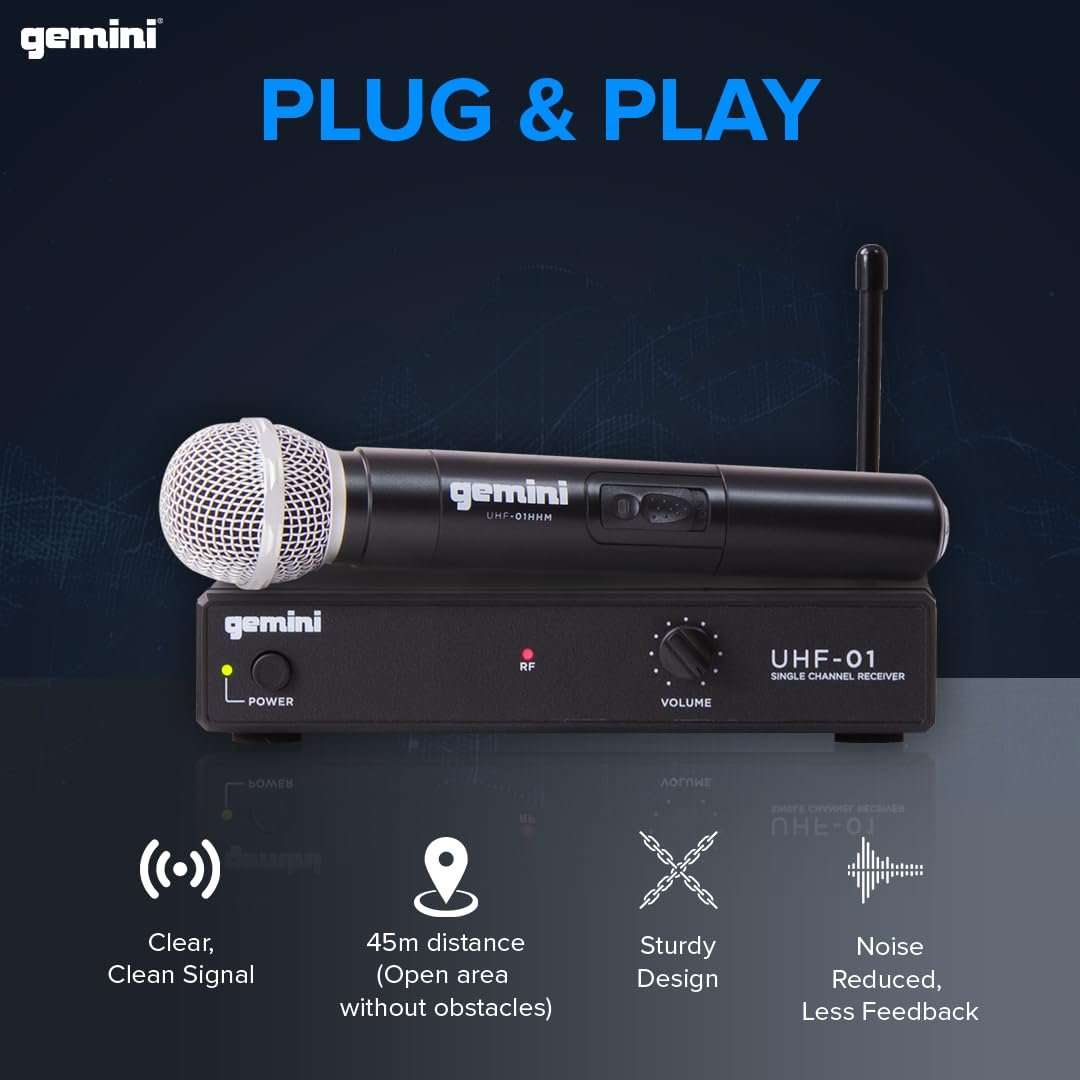 Gemini UHF-01M Single-Channel UHF Wireless Handheld Microphone System