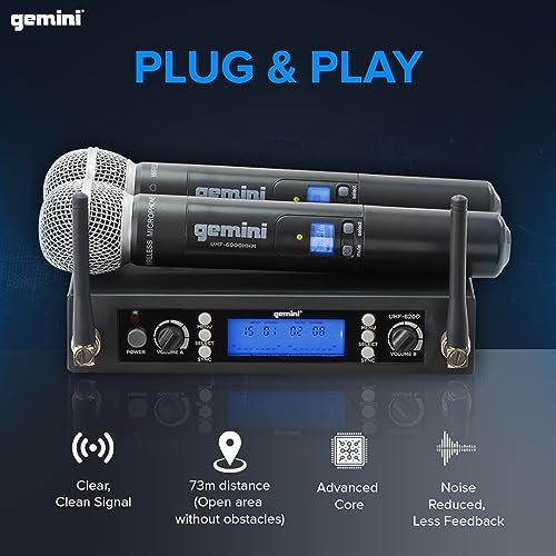 Gemini UHF-6200M Dual-Channel UHF Wireless Handheld Microphone System