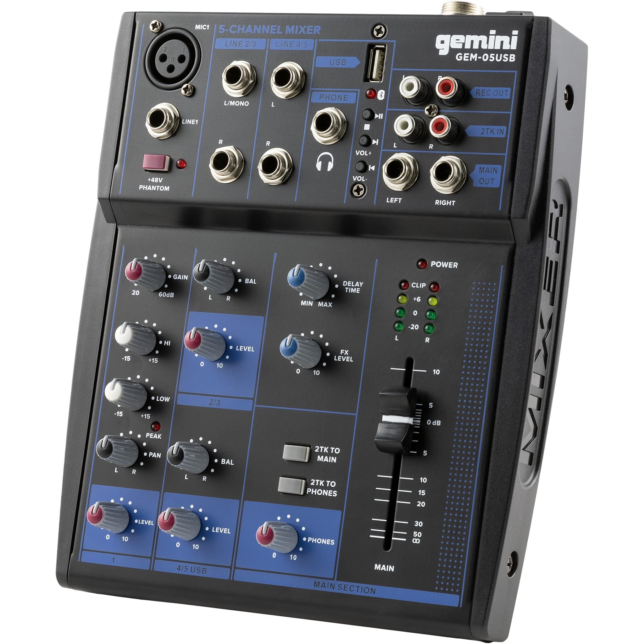 Gemini GEM-05USB 5-Channel Bluetooth USB Mixer
