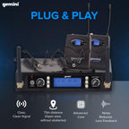 Gemini UHF-6200HL Dual UHF Wireless Headset/Lavalier Microphone System