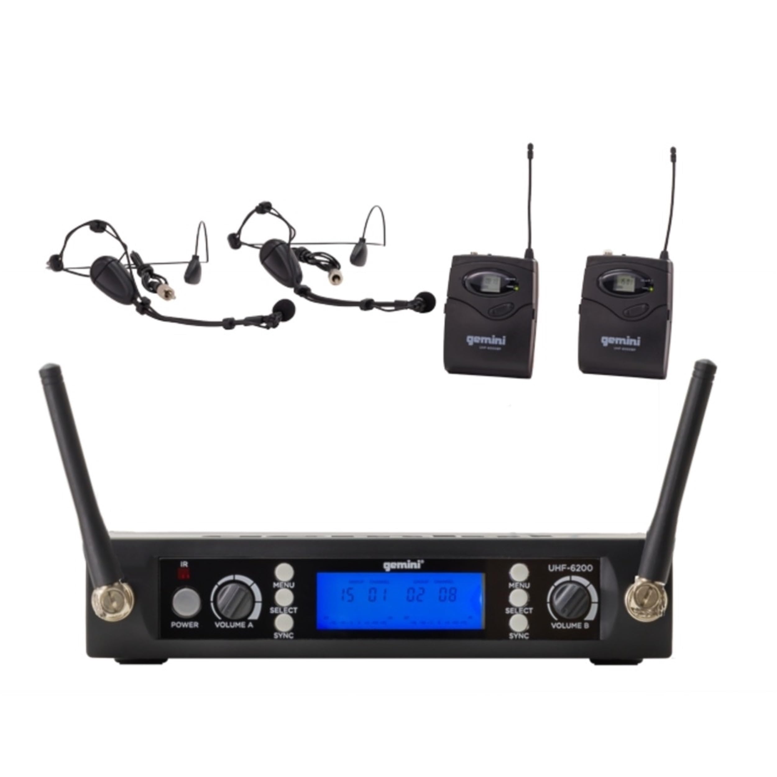 Gemini UHF-6200HL Dual UHF Wireless Headset/Lavalier Microphone System