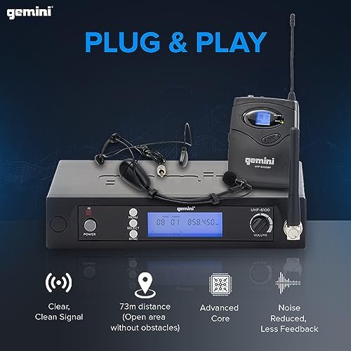 Gemini UHF-6100HL UHF Wireless Headset/Lavalier Microphone System